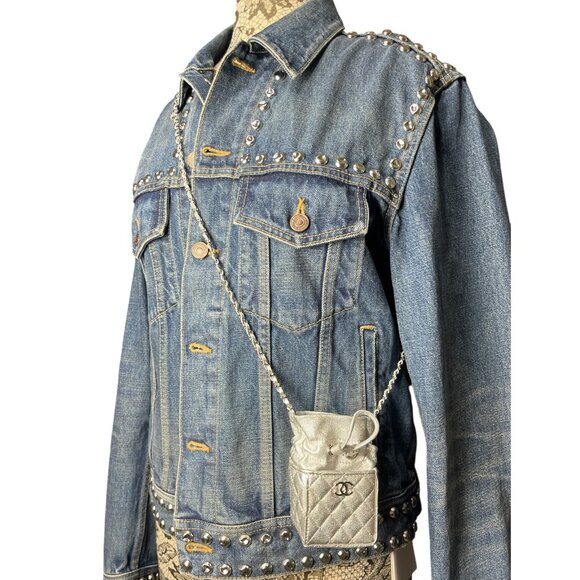 CHANEL Mini Shoulder Quilted Chain Bag Bucket Square *FULL SET Box Dust Bag Tags - Picture 5 of 12